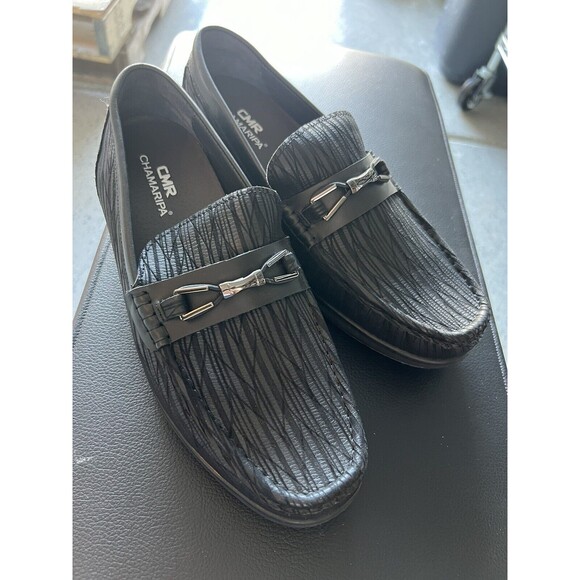 US9 CHAMARIPA Elevator Shoes Men slip on black hidden heel loafer 6cm